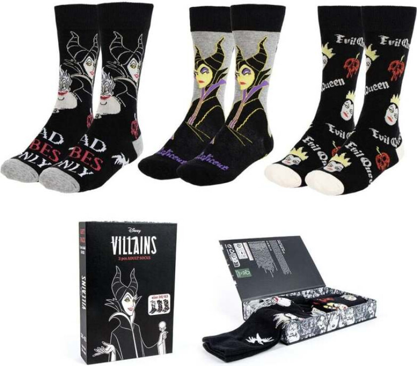 Disney Sokker - Ursula, Böse Königin, Maleficent - one size - Unisex - flerfarget