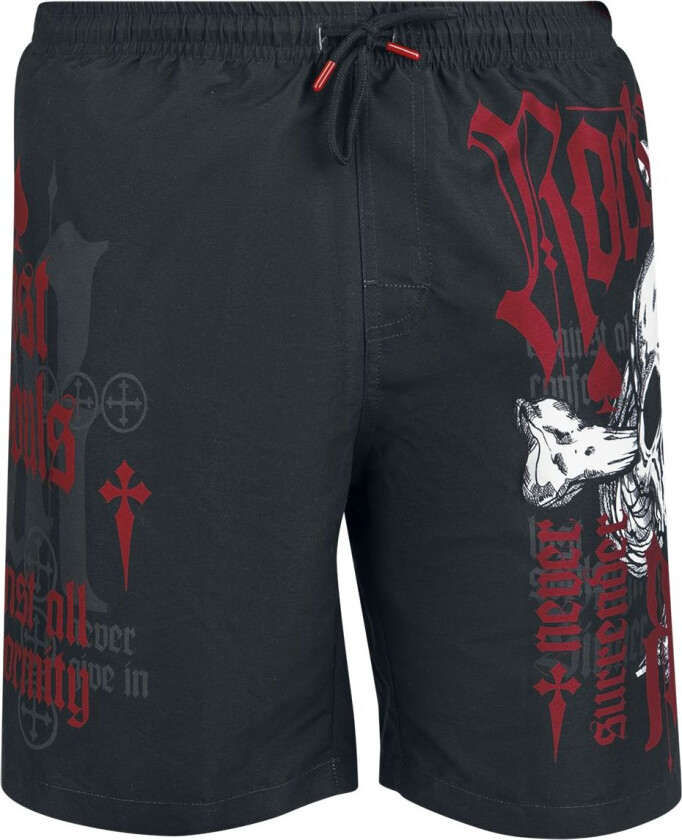Badeshorts - Swim Shorts with Skull Print - M til XXL - Herrer - svart
