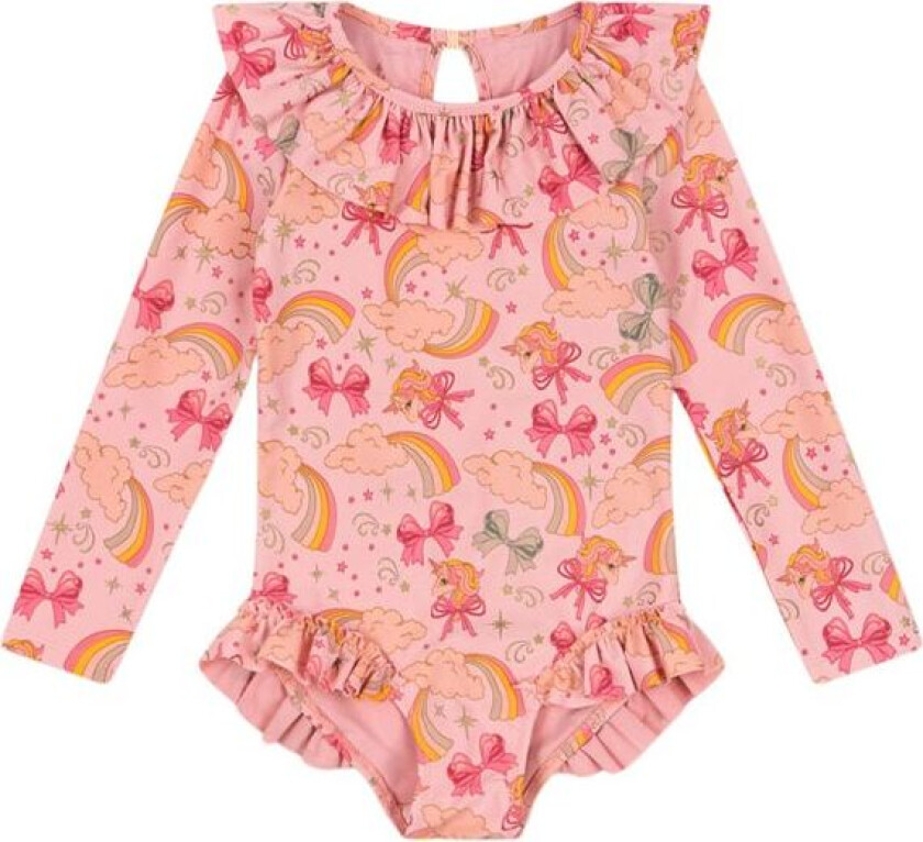 GOTS Manuca Langermet Badedrakt Rainbow Bow | Rosa | 18 months