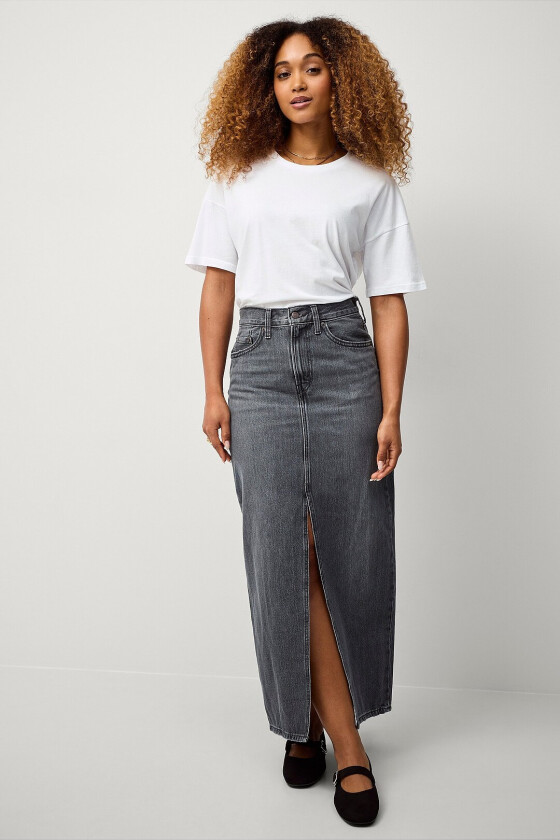 Denim skjørt Ankle Column Skirt - Svart