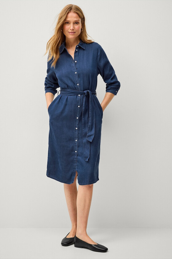 Skjortekjole viBista Midi Denim Dress - Blå
