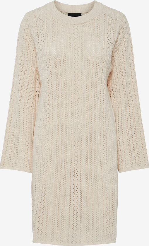 Kjole pcNuka LS O-neck Knit Dress - Grå
