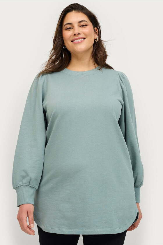 Collegegenser med puffermermer - Grønn