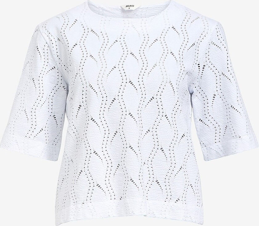Topp objAva 2/4 LO O-neck - Hvit