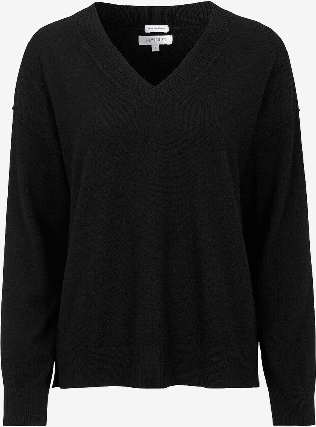 V-hals i merinoull Lara - Svart