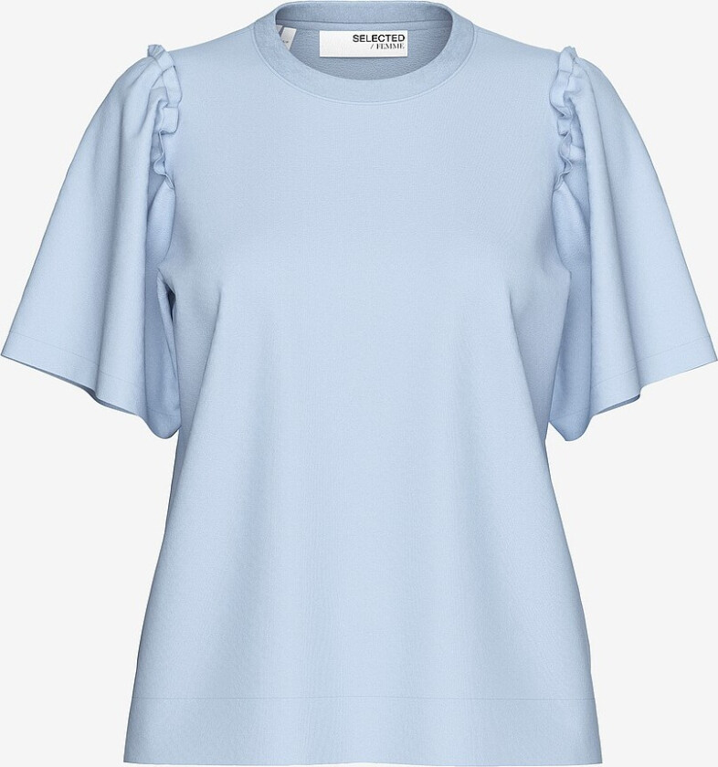 Topp slfPenelope 2/4 Ruffle Tee - Blå