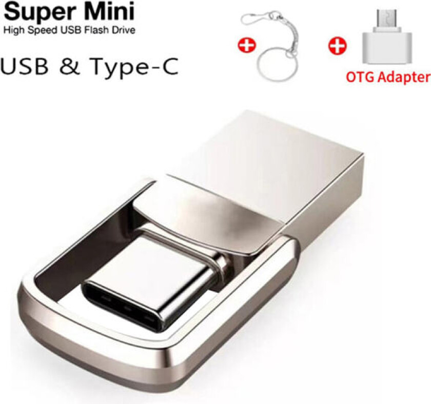 Mini Type C Ultra Dobbel USB Flash Drive USB 3.0 & Type C-minne