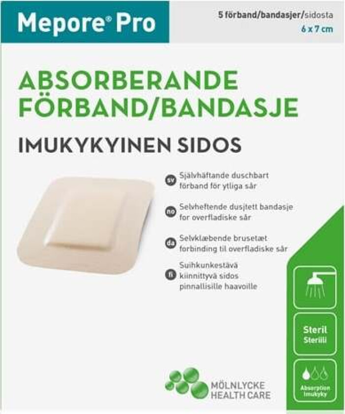 Bilde av Pro dusjtett selvheftende kompress, Steril, 6x7 cm, 5 stk.