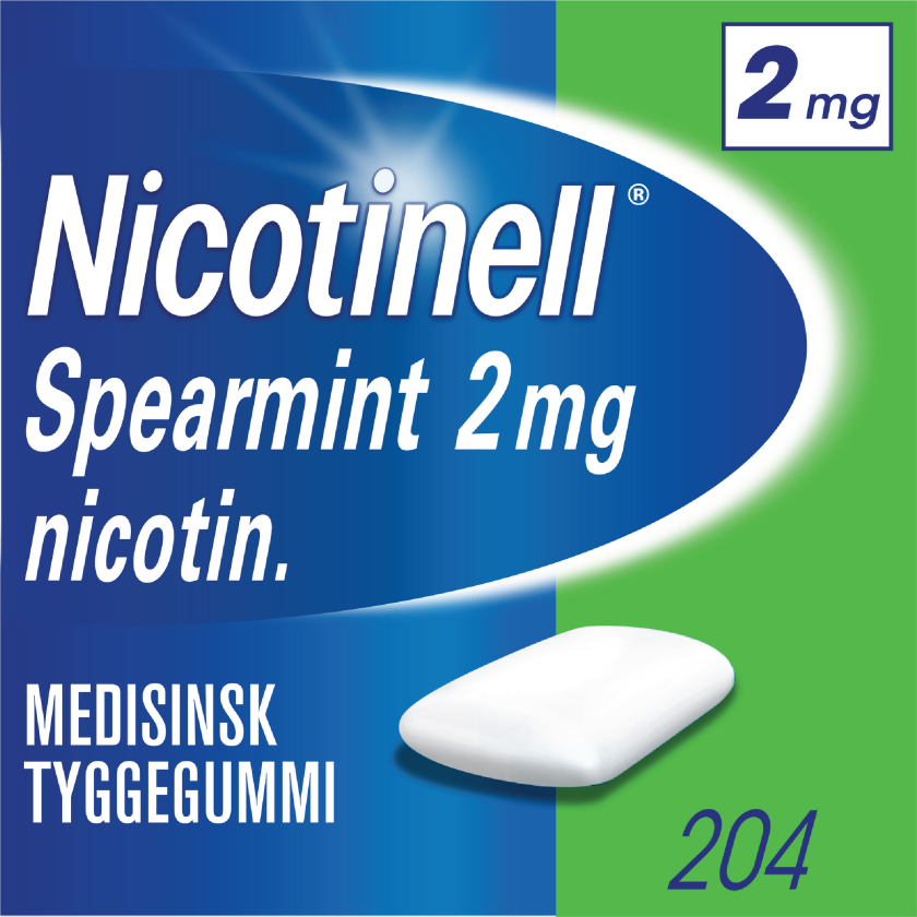 Tyggegummi 2mg spearmint, 204 stk.