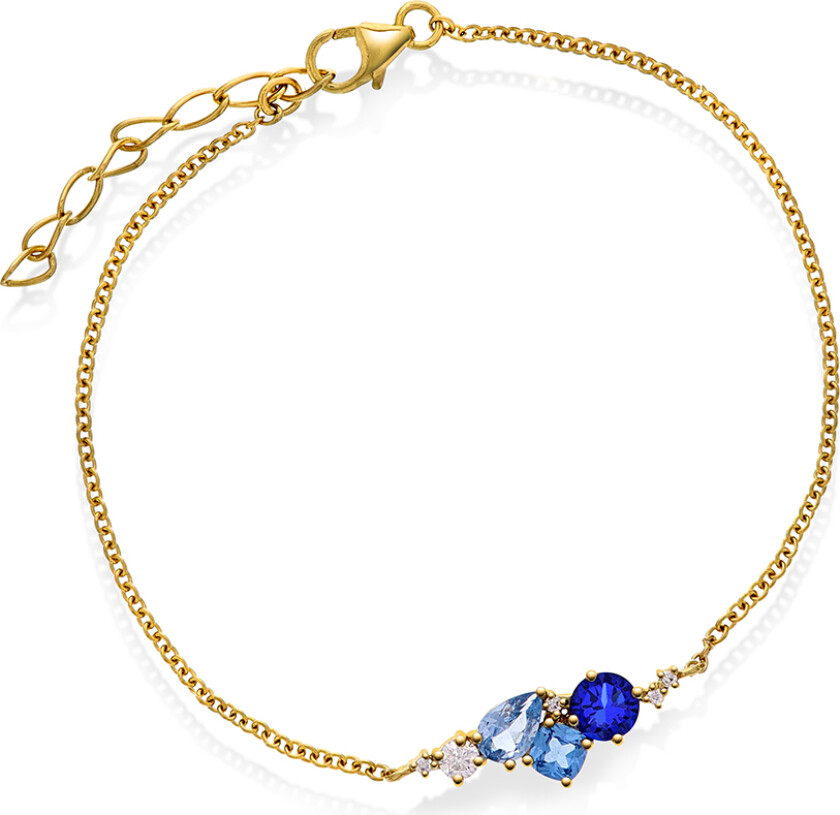 Armbånd i forgylt 925 sølv med blå zirkonia