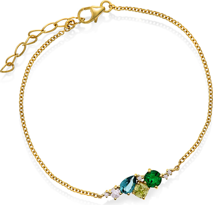 Bilde av Armbånd i forgylt 925 sølv med grønne zirkonia