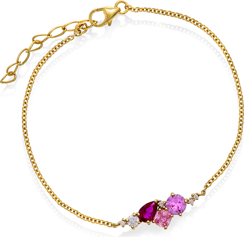 Bilde av Armbånd i forgylt 925 sølv med rosa zirkonia