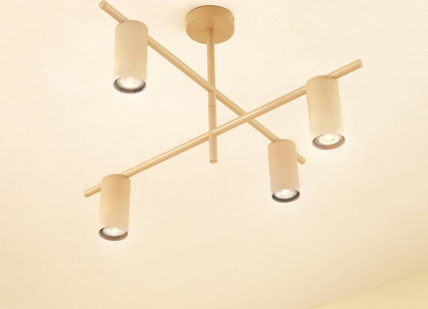 Lindby taklampe Marilou, beige, 4 lyskilder, Ø 70 cm