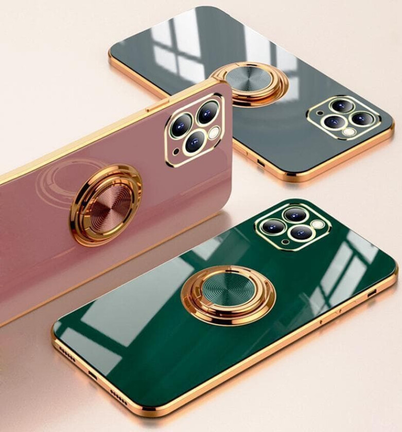 Luksuriøst stilig deksel ‘iPhone 13 Pro Max’ med ringstativfunksjon Gold