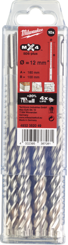Hammerbor SDS+ MX4 12,0Ã160mm pk/10