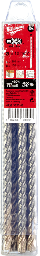 Hammerbor SDS+ MX4 10,0Ã210mm pk/10