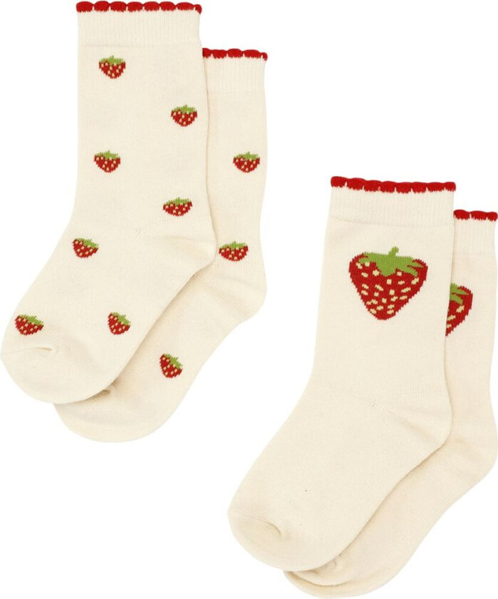 Strawberry 2-pakning Sokker Cream | Hvit | 33-35 EU