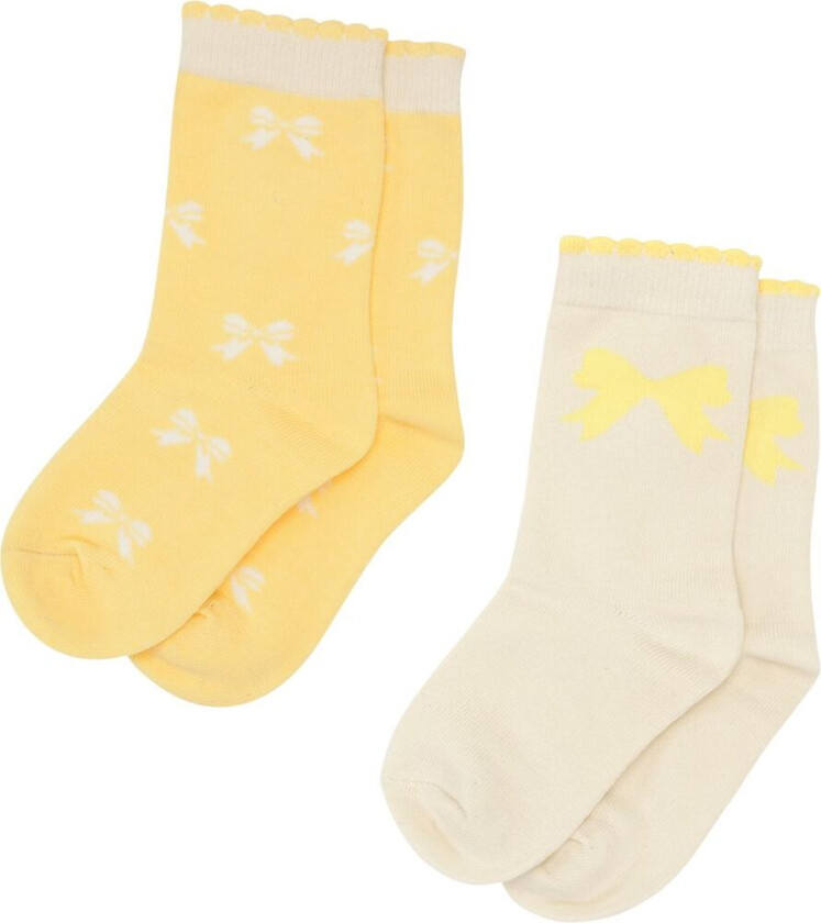 2-pakning Bow Socks | Gul | 25-28 EU