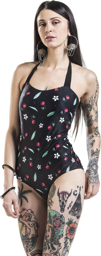 Rockabilly Badedrakt - Cherry Blossom Swimsuit - XS til XXL - Damer - flerfarget