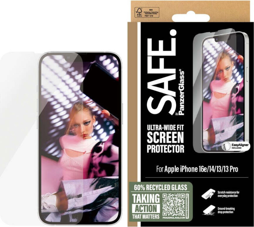 Screen Protector iPhone 16e | 14 | 13 | 13 Pro | Ultra-Wide Fit w. Aligner