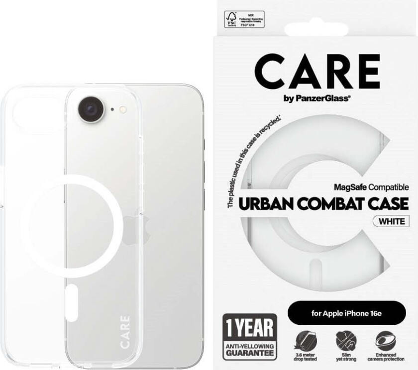 Flagship Case Transparent Urban Combat w. White MagSafe iPhone 16e