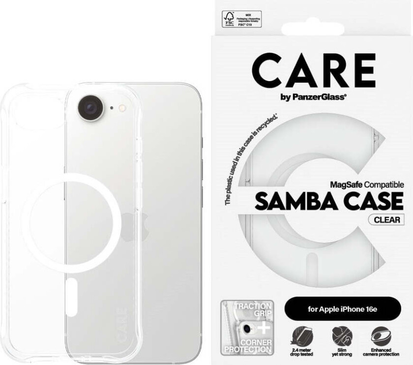 Fashionable Case Samba Transparent w. White MagSafe iPhone 16e