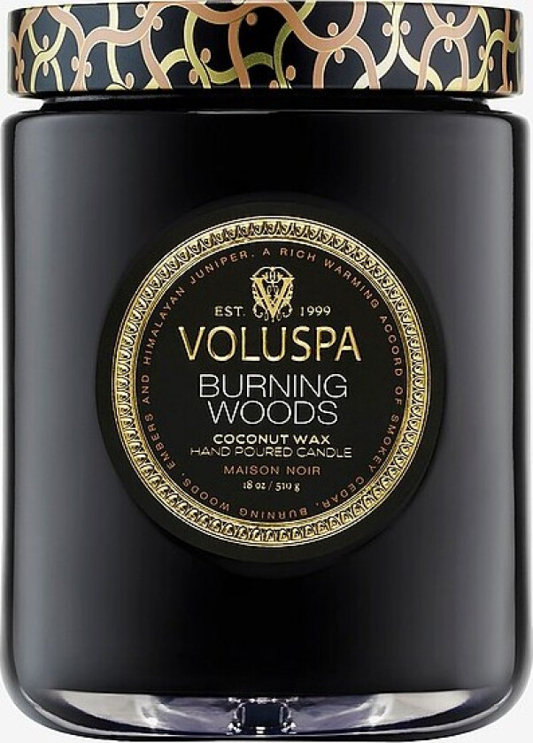 Burning Woods Large Glass Jar Candle 100H - Svart