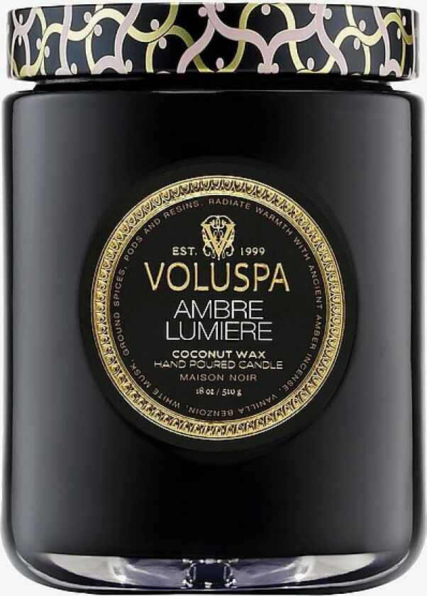 Ambre Lumiere Large Glass Jar Candle 100H - Svart