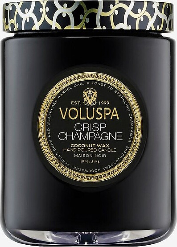 Crisp Champagne Large Glass Jar Candle 100H - Svart