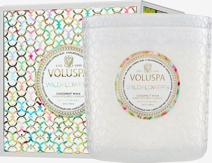 Wildflowers Boxed Luxe Jar Candle 80H - Hvit