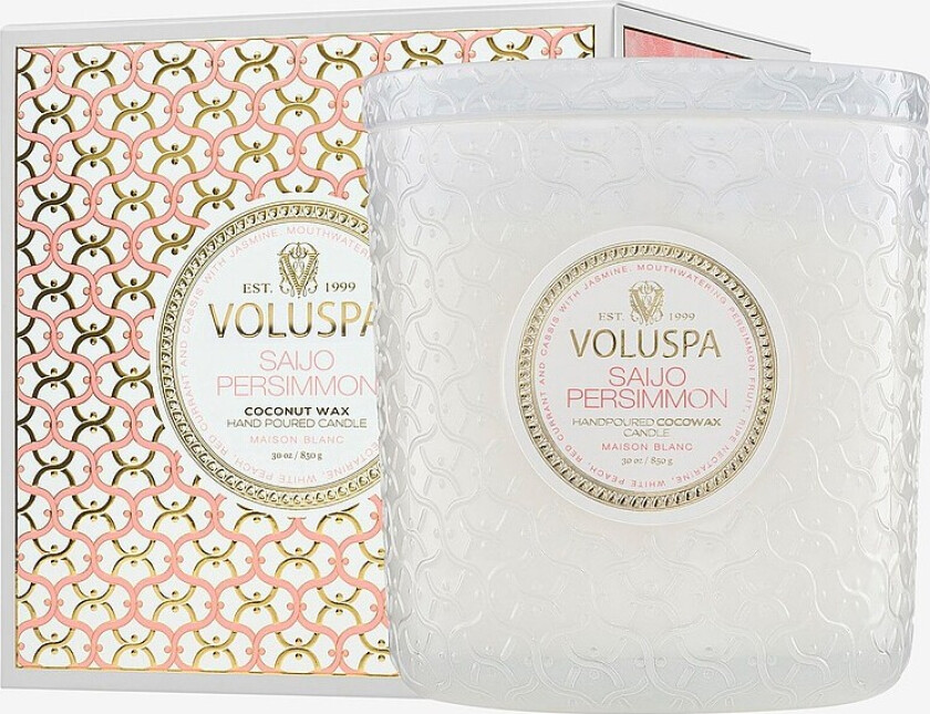 Saijo Persimmon Boxed Luxe Jar Candle 80H - Hvit