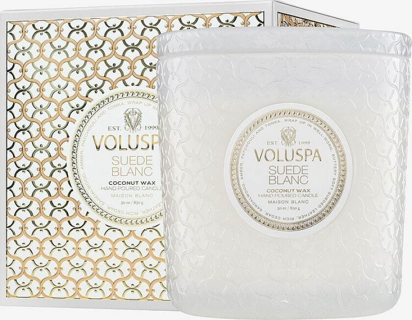 Suede Blanc Boxed Luxe Jar Candle 80H - Hvit