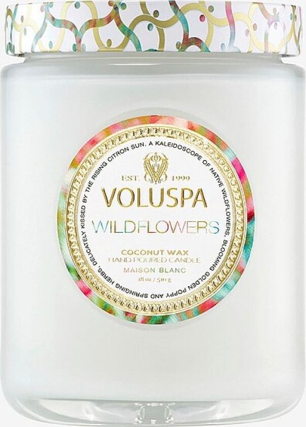 Wildflowers Large Glass Jar Candle 100H - Hvit