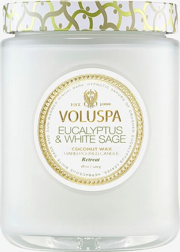 Eucalyptus & White Sage Large Glass Jar Candle 100H - Hvit