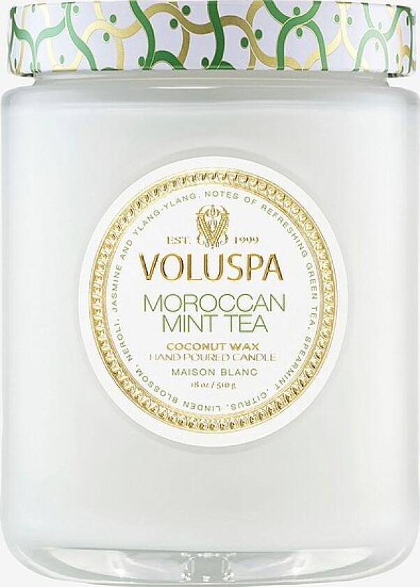 Moroccan Mint Tea Large Glass Jar Candle 100H - Hvit