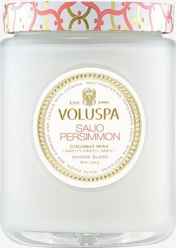 Saijo Persimmonlarge Glass Jar Candle 100H - Hvit