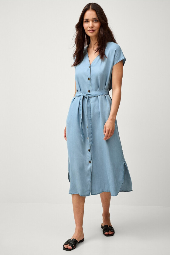 Kjole viMai V-neck Bat Sleeve Kaftan Dress - Blå