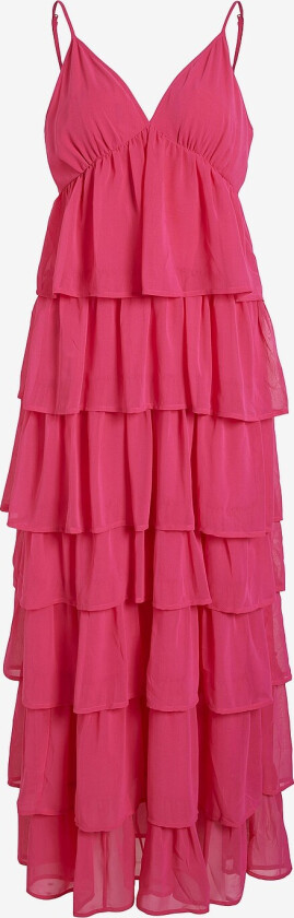 Maxikjole viAsta S/L Flounce Maxi Dress - Rosa