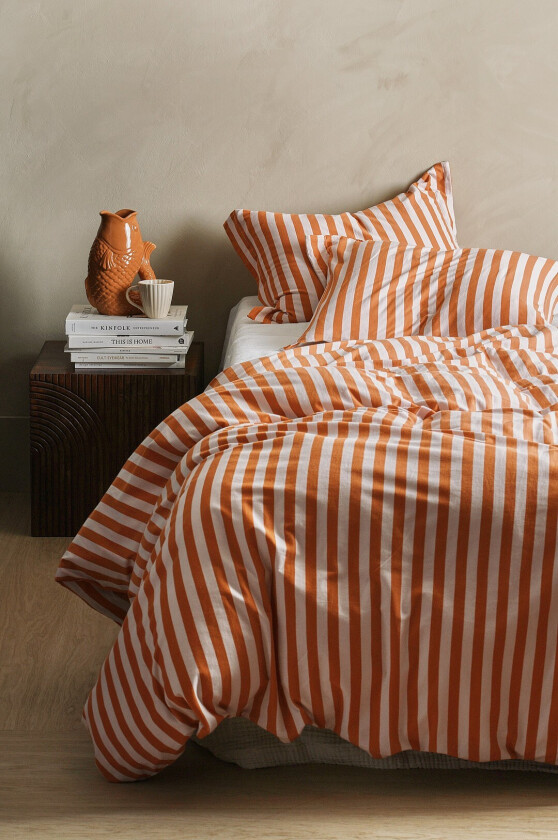 Sengesett Colette i økologisk bomullstrikot, 2 deler - Flerfarget