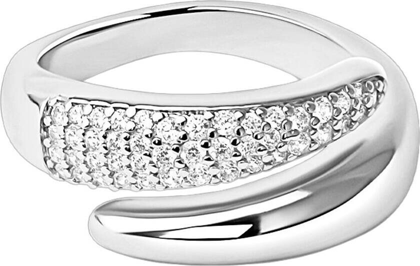 Adjustable Duo Zirconia Ring Silver