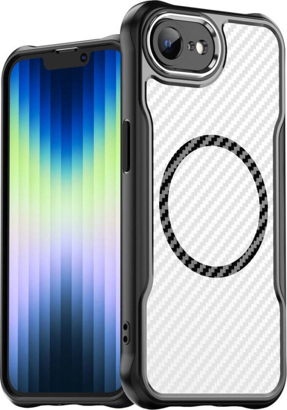 iPhone 16e Hybrid Carbon Deksel med Forsterkede hjørner - MagSafe Kompatibel - Svart