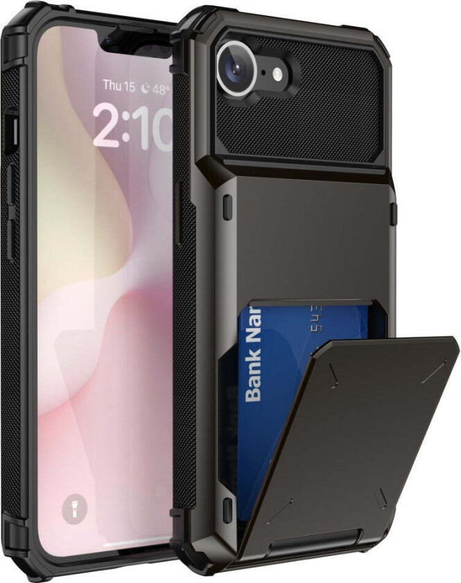 iPhone 16e Håndverker Deksel med Kortholder - Svart