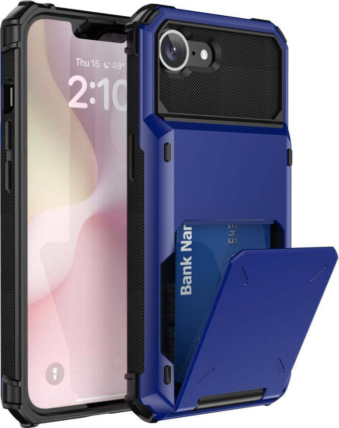 iPhone 16e Håndverker Deksel med Kortholder - Blå