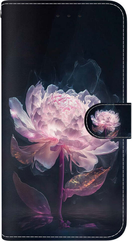 iPhone 16e Kunstskinn Deksel med Lommebok og Stropp - Lilla Peon