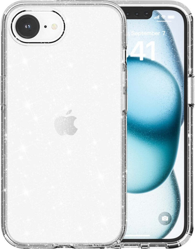 iPhone 16e Hybrid Glitter Plast Deksel - MagSafe Kompatibel - Hvit