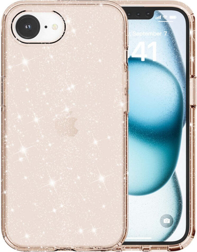 iPhone 16e Hybrid Glitter Plast Deksel - MagSafe Kompatibel - Gull