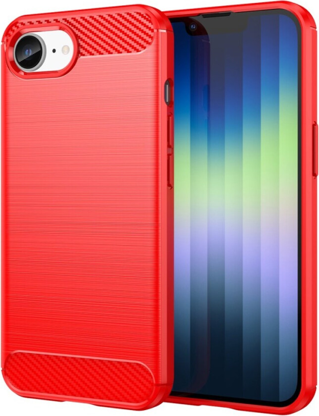 iPhone 16e Brushed Carbon Deksel - Rød