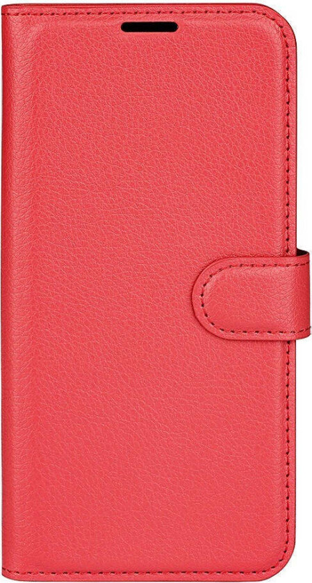 iPhone 16e Kunstskinn Flip Deksel m. Kortholder & Ståfunksjon - Rød