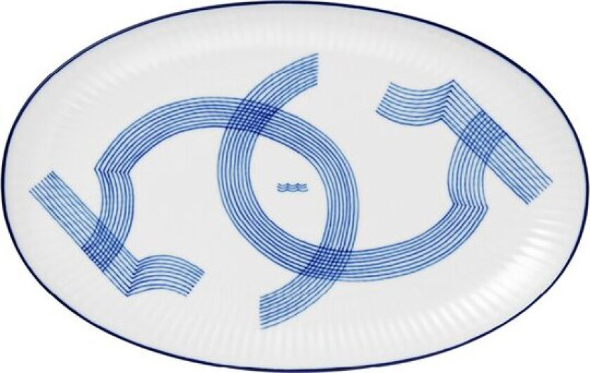 Motif asjett 23,5 cm blå/hvit