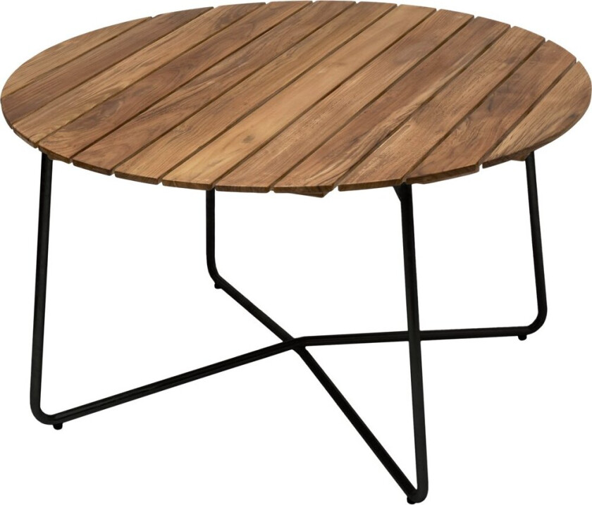 9A spisebord Untreated teak-black base, Ø120 cm